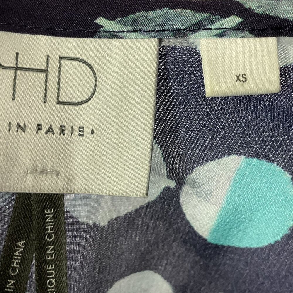 Anthropologie HD In Paris Moon Phase Silk Blouse XS Blue 100% Silk Top - Picture 8 of 10